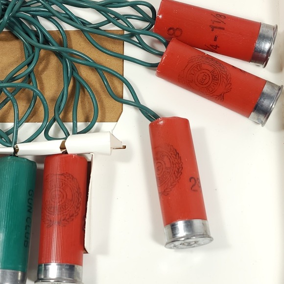 Christmas Ornaments Jingle Bells Shotgun Shells Lights Red Green 10-Lights 8 ft. - Picture 9 of 16